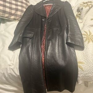 Women's Black Leather Coat